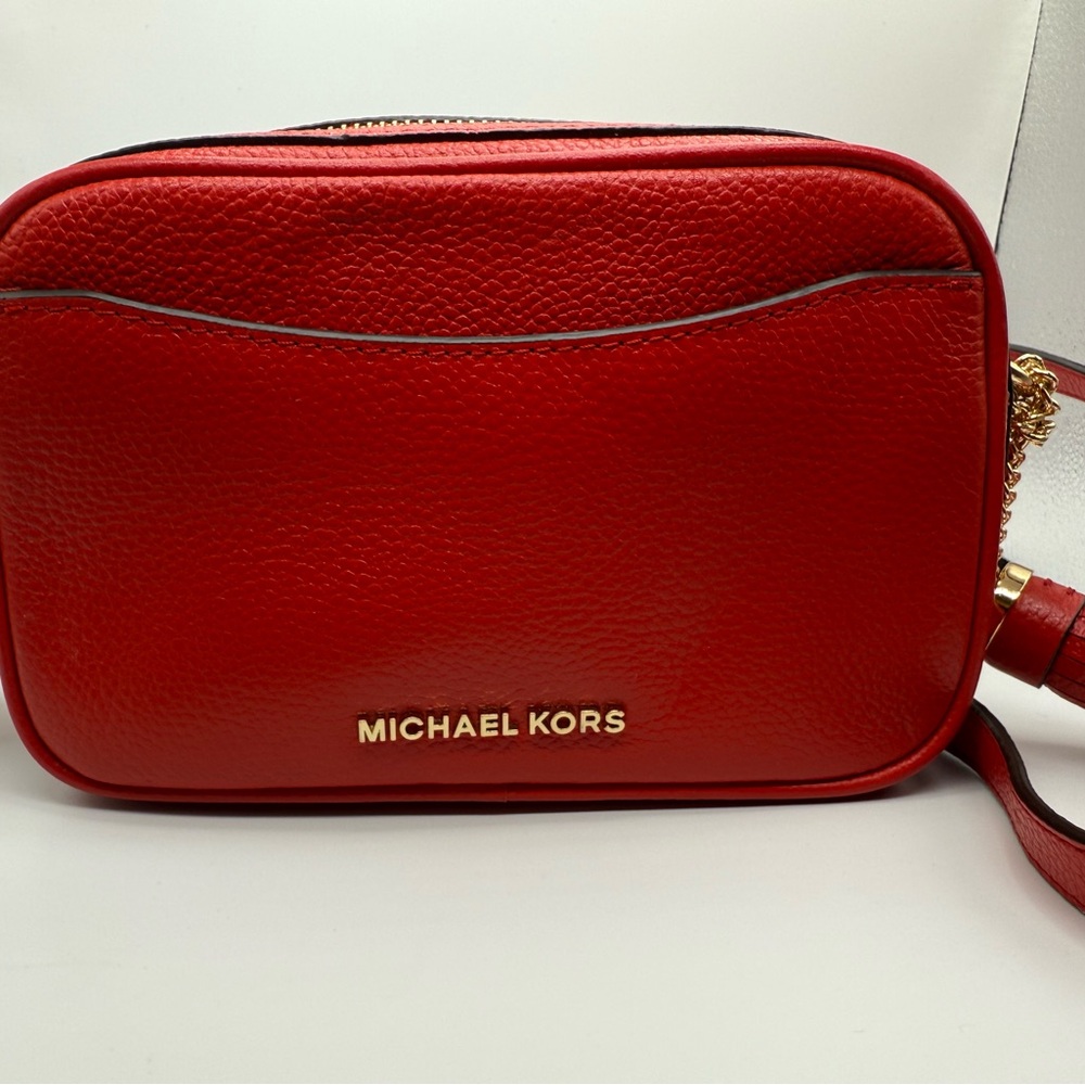 Michael Kors Vibrant Red Jet Set Crossbody Bag NEW